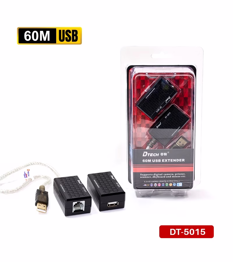 Extender USB RJ45 de 60mt Por UTP Cat5e Cat6 Dtech DT 5015 HD Multimedia PERU SAC Extensor USB por RJ Cate Cat hasta metros Dtech GP DT Extensor USB Metros por Cable de Red Dtech DT Supera los Límites del USB distribuído en HD Multimedia PERU SAC