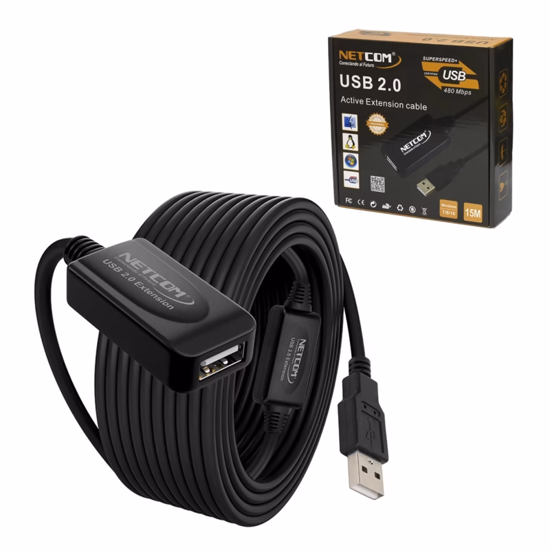 Extensión USB de MT Activo USB  Mbps Netcom PE UA Lleva tu Conexión USB a  Metros sin Perder Señal