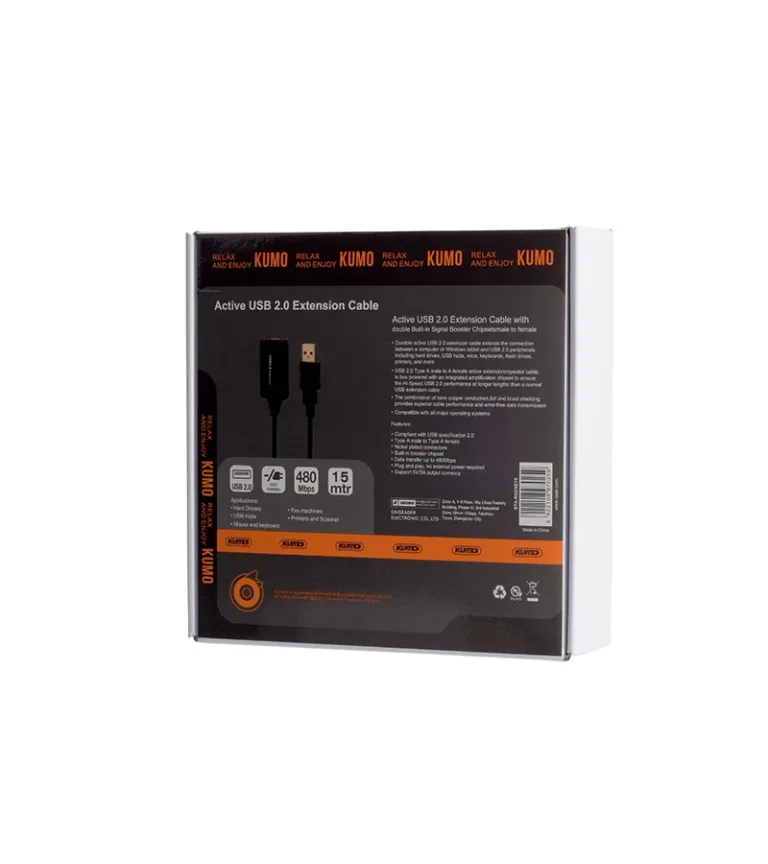 Cable USB Extensión de 15M Amplificado USB 2.0 - Kumo STA-KU2AE15, Extensión USB de 15M Activo