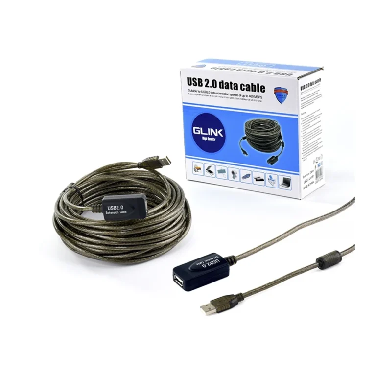 Extensión USB de 10M Amplificado Glink  GL010-10M Extensión USB 2.0 de 10 Metros con Booster Amplificador Glink GL010-10M, Cable USB 2.0 de 10 Metros con terminal hembra, Cable Extensión USB de 10 metros