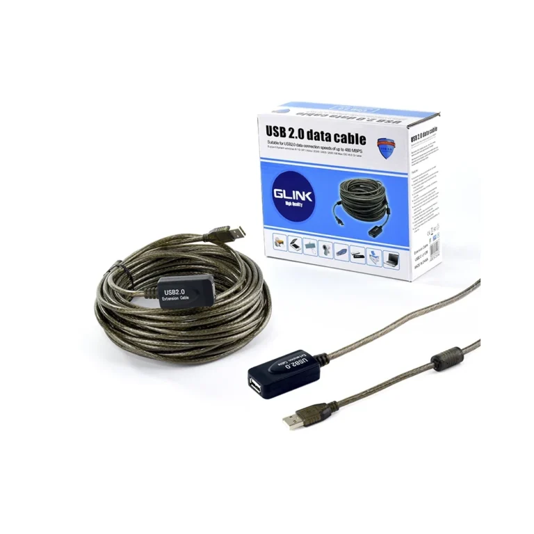Extensión USB de 12M con Booster Amplificador Glink GL010-12M Extensión USB 2.0 de 12 Metros con Booster Amplificador Glink, Cable USB 2.0 de 12 Metros con terminal hembra Glink GL010-12M, Cable Extensión USB de 12 metros