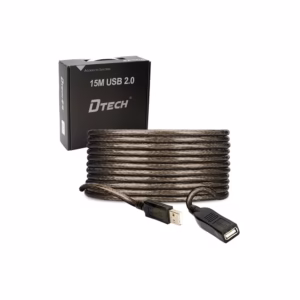 Extensión USB de 15M con Booster Dtech DT-5038 Cable Extensión USB 2.0 de 15 Metros con Booster Amplificador Dtech GP-DT5038, Cable De Extensión USB 2 15M Macho-Hembra 480Mbps 28/24 AWG USB 2.0/1.1 , Cable De Extensión Para Cámara Ratón Teclado