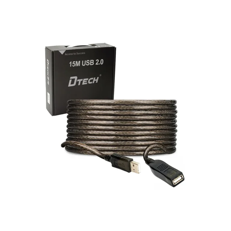 Extensión USB de 15M con Booster Dtech DT-5038 Cable Extensión USB 2.0 de 15 Metros con Booster Amplificador Dtech GP-DT5038, Cable De Extensión USB 2 15M Macho-Hembra 480Mbps 28/24 AWG USB 2.0/1.1 , Cable De Extensión Para Cámara Ratón Teclado