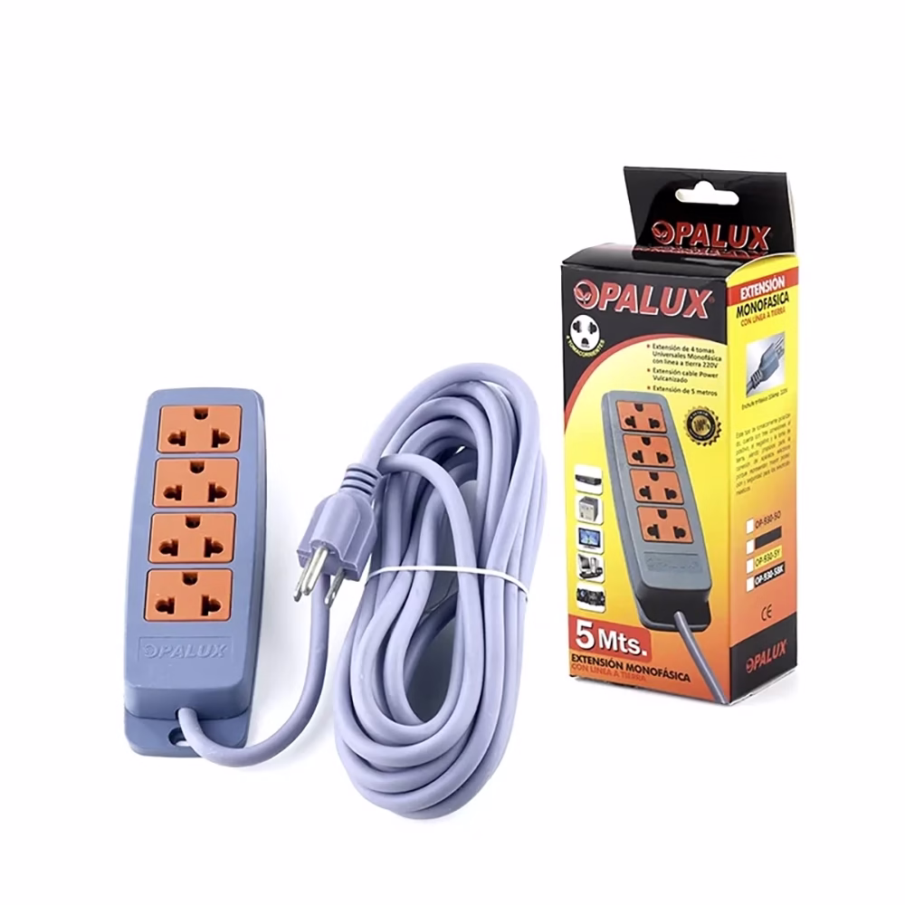 Extensión de Corriente de M con  Tomas Universales y Punto a Tierra Opalux OP  G Extensión Monofásica de  Metros Opalux Extensión de Corriente con Punto a Tierra de  Metros OP  G