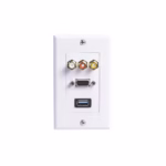 FacePlate 3 RCA VGA y USB 3 Lancom ZZ-YKZ-U3VR Placa de Pared con Puerto VGA + 3 RCA y USB 3.0 Marca Lancom 