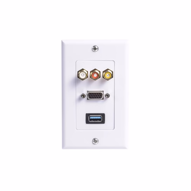 Faceplate  RCA VGA y USB  Lancom Placa Multimedia Todo en Uno