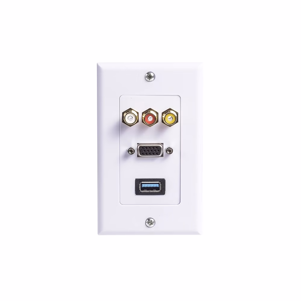 FacePlate  RCA VGA y USB  Lancom ZZ YKZ UVR Placa de Pared con Puerto VGA   RCA y USB  Marca Lancom 