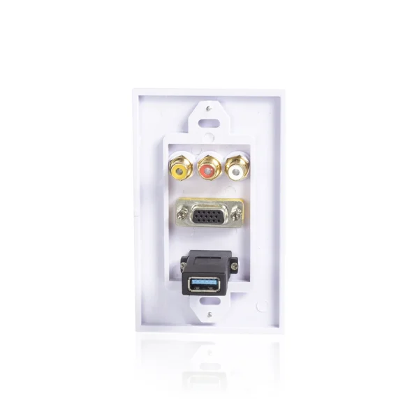 FacePlate 3 RCA VGA y USB 3 Lancom ZZ-YKZ-U3VR Placa de Pared con Puerto VGA + 3 RCA y USB 3.0 Marca Lancom 