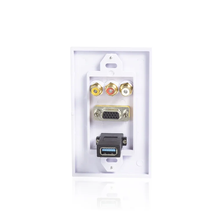 FacePlate 3 RCA VGA y USB 3 Lancom ZZ-YKZ-U3VR Placa de Pared con Puerto VGA + 3 RCA y USB 3.0 Marca Lancom 