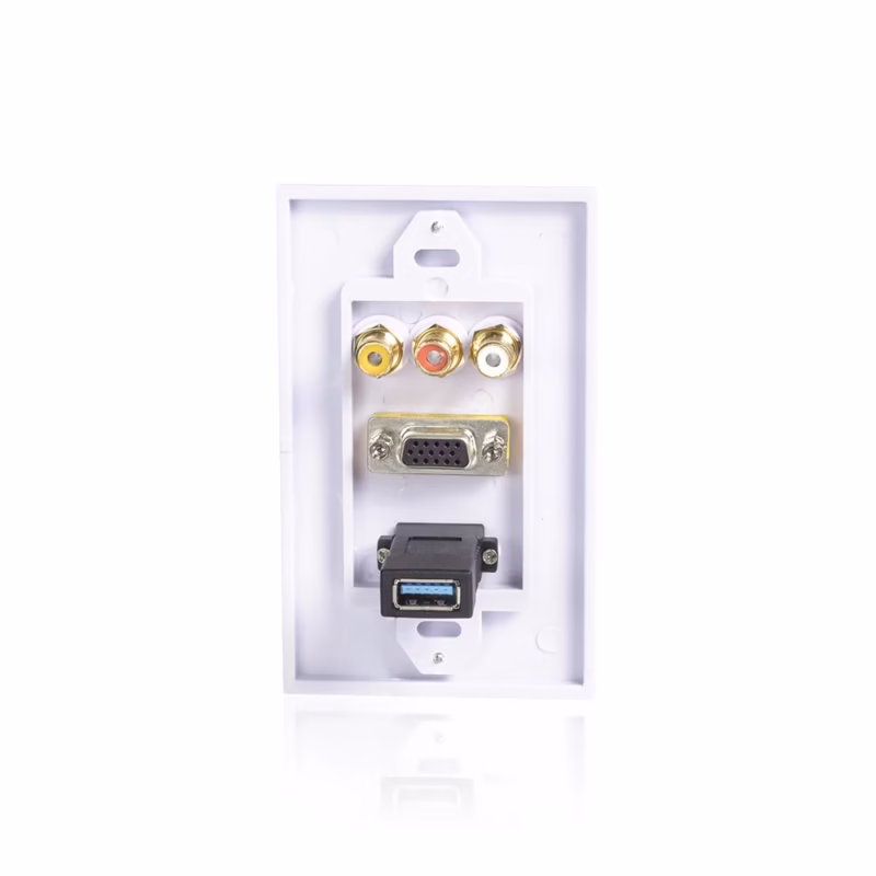 Faceplate  RCA VGA y USB  Lancom Placa Multimedia Todo en Uno