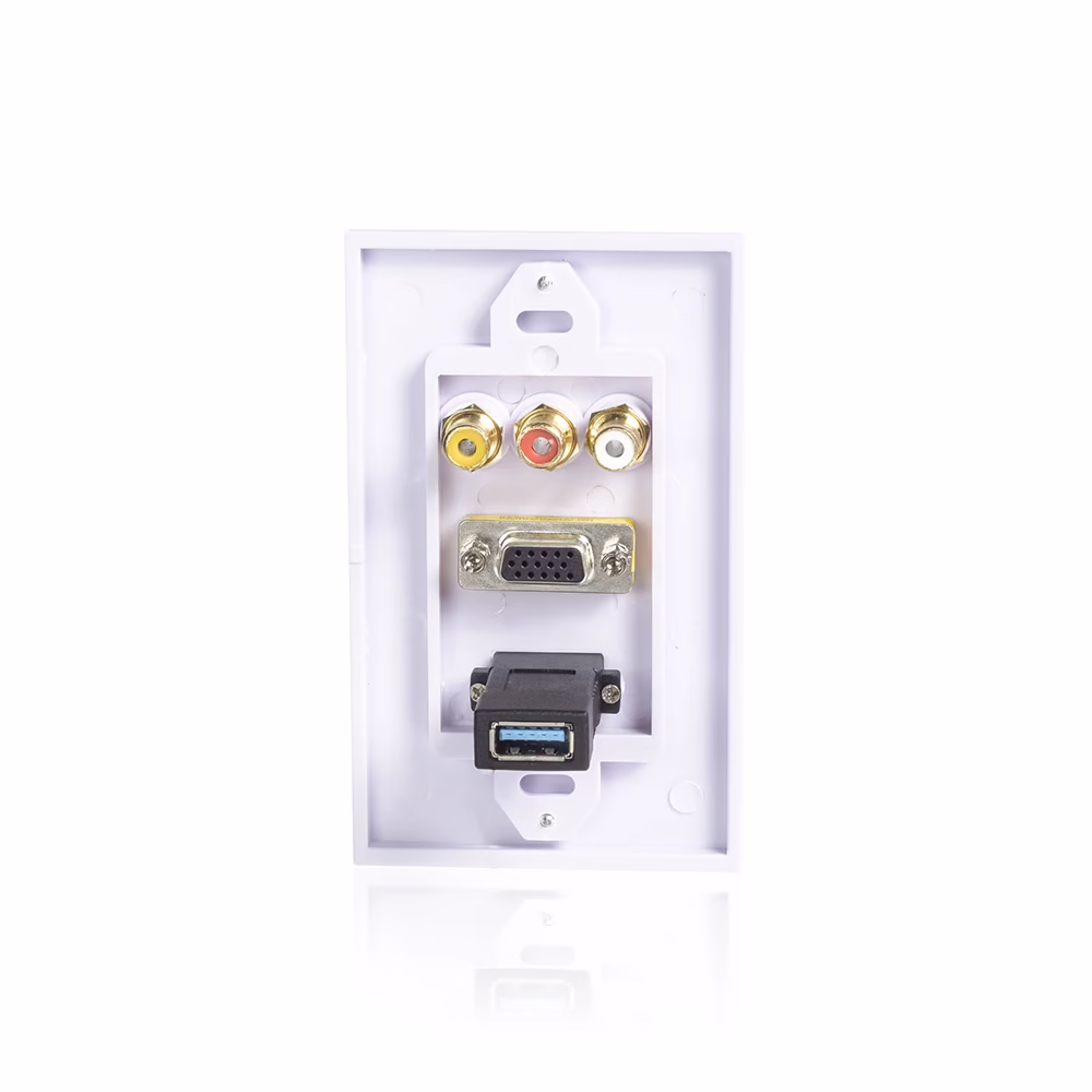 FacePlate  RCA VGA y USB  Lancom ZZ YKZ UVR Placa de Pared con Puerto VGA   RCA y USB  Marca Lancom 