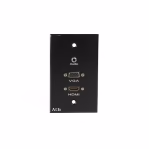 FacePlate HDMI VGA y Audio MiniPlug 3.5mm ACG WP-HVA Placa de Pared con HDMI +  VGA y Audio MiniPlug 3.5mm Color Negro, Base de Aluminio ACG WP-HVA