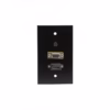 FacePlate HDMI VGA y Audio MiniPlug mm ACG WP HVA Placa de Pared con HDMI   VGA y Audio MiniPlug mm Color Negro Base de Aluminio ACG WP HVA