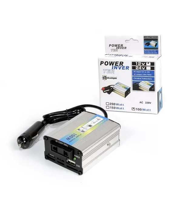 Inversor de Corriente de 12V DC a 220VAC 100W Delcom DINV002