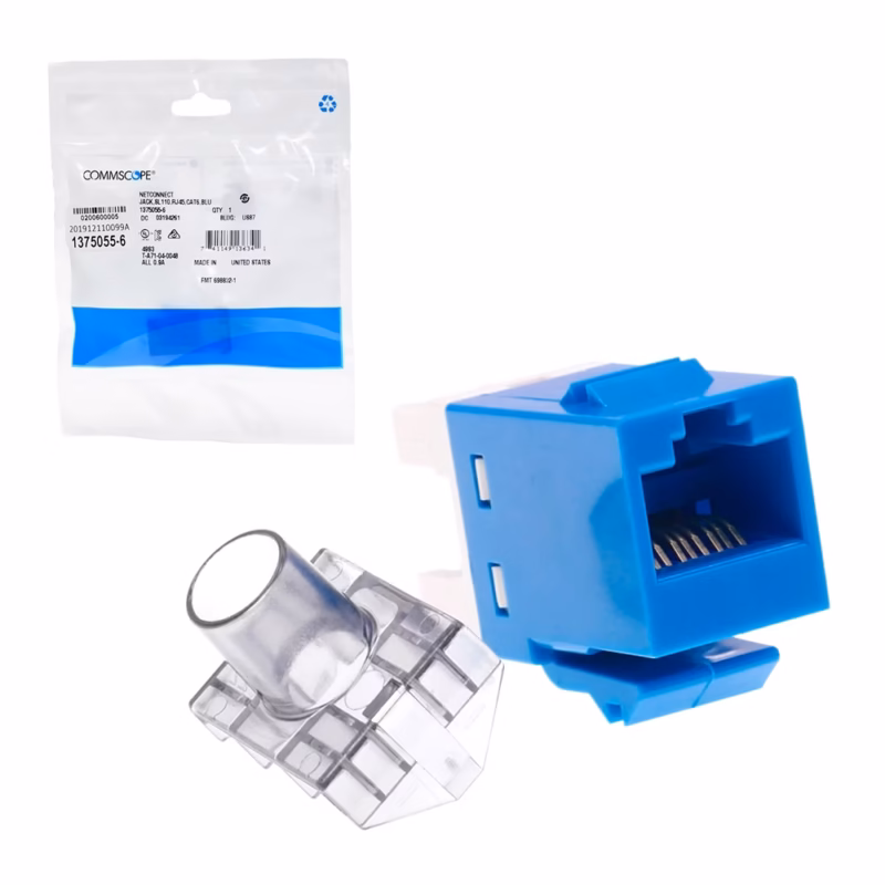 Jack RJ Cat AMP Azul Netconnect SL   | Conector Keystone Modular para Redes de Datos Gigabit
