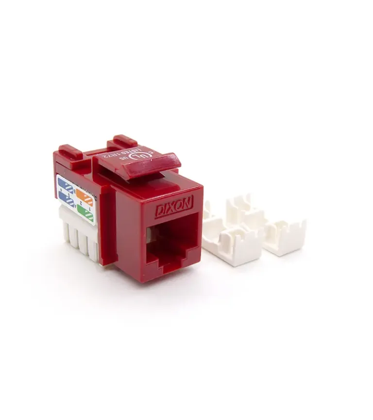 Jack Modular Rj45 Cat5e Rojo, Keystone modular Rj45 Hembra marca Dixon KJ7-CE-US-RD