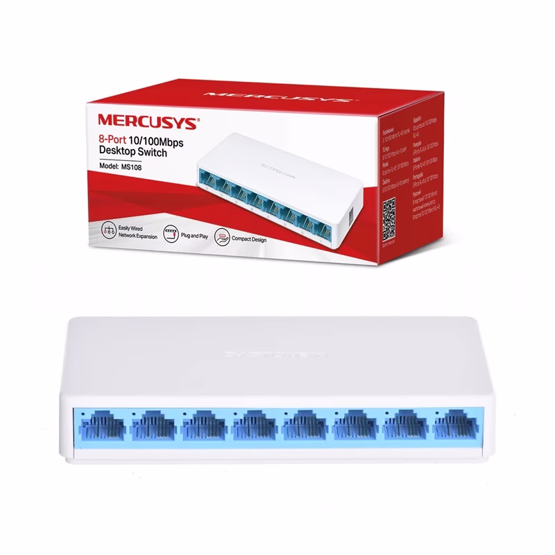 MS108 Switch de RED 8 Puertos Fast Ethernet Mercusys HD Multimedia PERU SAC MS Switch de RED Puertos Fast Ethernet Mercusys