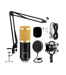 Micrófono Condensador Profesional Hawk Free Power BM-800-SET BM-800 SET de Micrófono Profesional HAWK Free Power para Sistema de Grabación