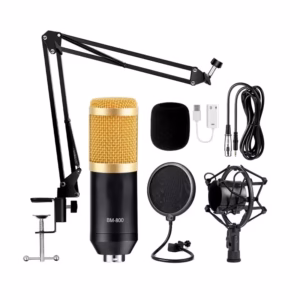 Micrófono Condensador Profesional Hawk Free Power BM-800-SET BM-800 SET de Micrófono Profesional HAWK Free Power para Sistema de Grabación