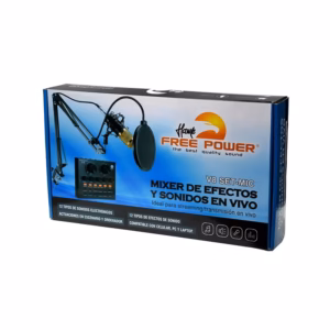 Micrófono Profesional con Mixer - Hawk Free Power V8-SET-MIC Set de Micrófono Condensador Profesional con Efectos y Sonidos en Vivo - V8-SET-MIC Hawk Free Power
