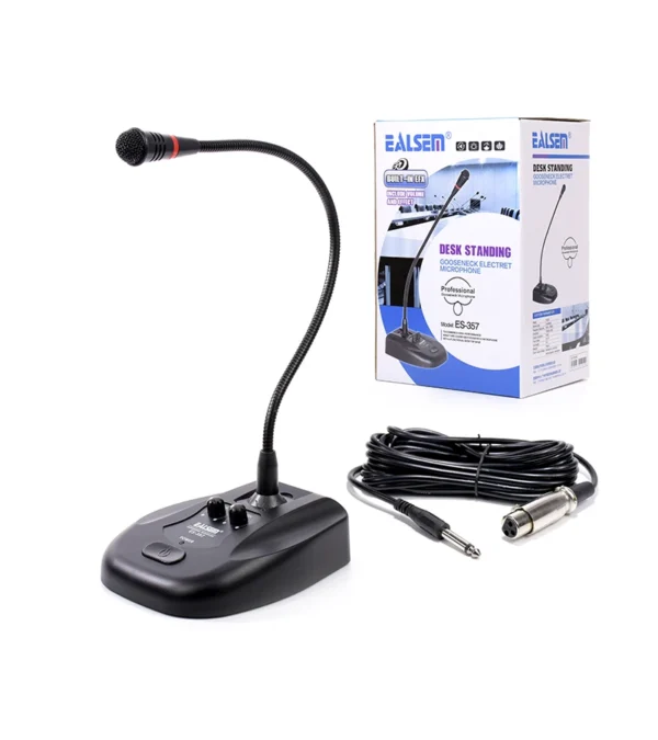 Micrófono de Conferencia con Eco y Efecto - Ealsem ES-357 Micrófono de Conferencia tipo Cuello de Ganso con Control de Volumen - EALSEM ES-357