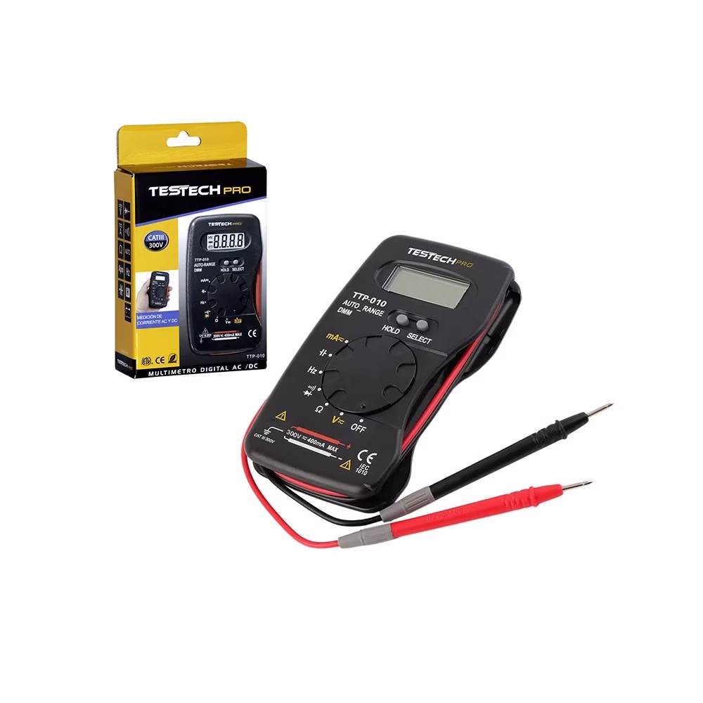 Multímetro Digital Portátil TesTech TTP  CatIII VAC VDC Multitester Digital Compacto TESTECH Professional TTP 