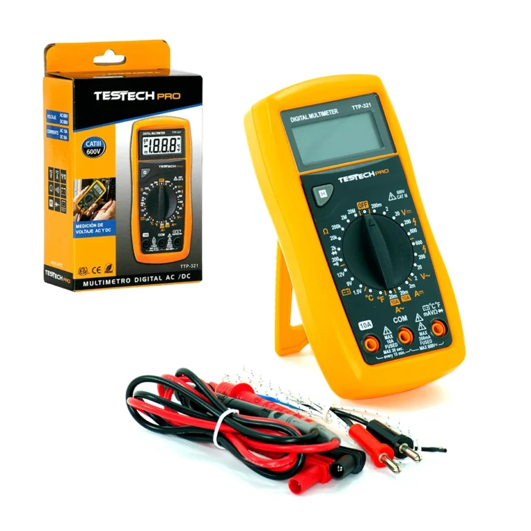 Multímetro Digital Testech TTP-321 CATIII 600V 10A Multitester Digital con Medidor de Temperatura TesTech TTP-321