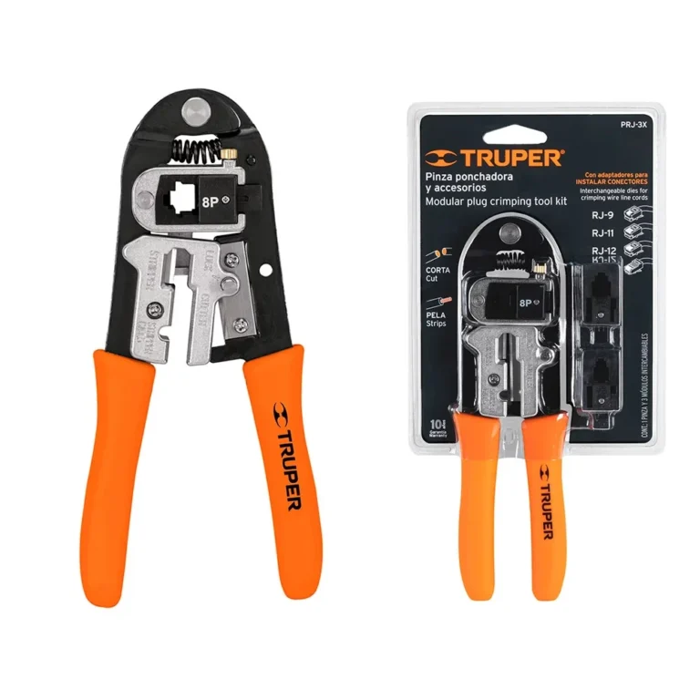 PRJ-3X Crimping Tool para RJ45 Cat5e/Cat6 y también para Conector RJ11 RJ12 RJ9 TRUPER