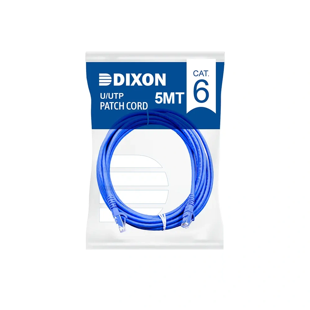 Patch Cord Cat6 de 5 Metros Dixon URT45F4U-05M4B6 Azul LSZH Cable Patch Cord Dixon de 5MT Multifilar DIXON URT45F4U-05M4B6  Color Azul con Chaqueta LSZH