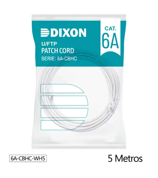 Patch Cord Cat6A Dixon de 5mt LSZH blanco 6A-CBHC-WH5