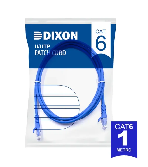 Patch Cord DIXON Cat6 de 1 metro URT45F4U-01M4B6 Color Azul con Chaqueta LSZH, Patch Cord UTP Cat6 1MT, Cable de Red de 1mt,Cable de Red Patch Cord de 1mt, Patch Cord Cat6, Patch Cord Cat6 1M, DIXON Patch Cord Cat6 1M