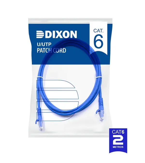 Patch Cord Dixon de 2 metros URT45F4U-02M4B6 Azul LSZH, Cable Patch Cord Cat6 2 Metros DIXON color Azul Chaqueta LSZH