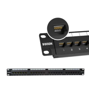 Patch Panel de 24 Puertos Cat6 DIXON P24T-K11-c6c Patch Panel de 19 Pulgadas (1RU) DIXON Cat6 de 24 Puertos Rackeable, Patch Panel 24P Cat6 DIXON