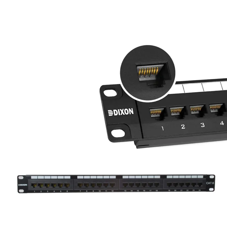 Patch Panel de 24 Puertos Cat6 DIXON P24T-K11-c6c Patch Panel de 19 Pulgadas (1RU) DIXON Cat6 de 24 Puertos Rackeable, Patch Panel 24P Cat6 DIXON