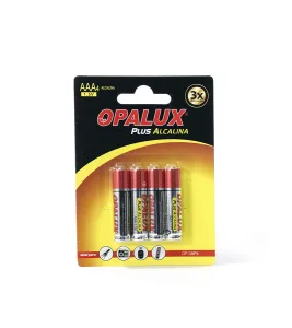 Pilas AAA Alcalina en Blíster x 4 Pilas Opalux OP-3BP4