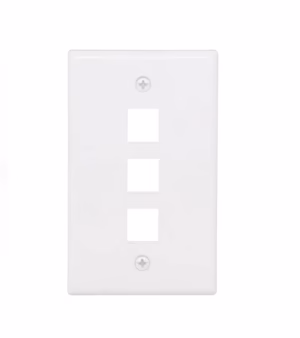 JE3003WH Placa de Pared de 3 Puertos vacíos, Faceplate de 3 Puertos, Placa Simple de 3 Puertos Color blanco