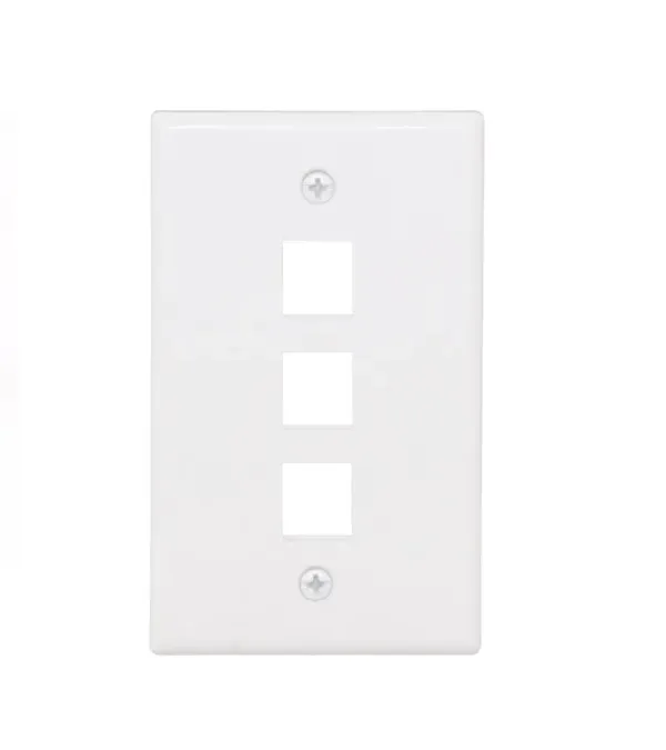 JE3003WH Placa de Pared de 3 Puertos vacíos, Faceplate de 3 Puertos, Placa Simple de 3 Puertos Color blanco
