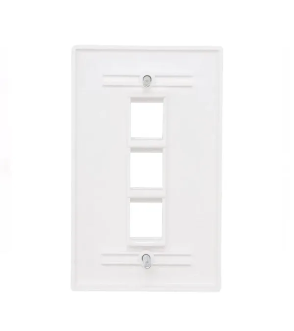 JE3003WH Placa de Pared de 3 Puertos vacíos, Faceplate de 3 Puertos, Placa Simple de 3 Puertos Color blanco