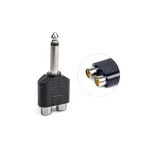 Adaptador de Audio Plug Mono Aural a 2 RCA MA-72, Conector de Audio Plug Mono de 1/4" 6.35mm a Conector RCA Hembra