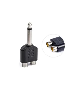 Adaptador de Audio Plug Mono Aural a 2 RCA MA-72, Conector de Audio Plug Mono de 1/4" 6.35mm a Conector RCA Hembra