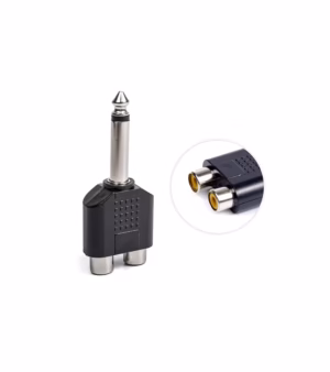 Adaptador de Audio Plug Mono Aural a 2 RCA MA-72, Conector de Audio Plug Mono de 1/4" 6.35mm a Conector RCA Hembra