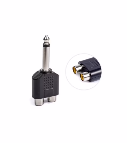 Adaptador de Audio Plug Mono Aural a 2 RCA MA-72, Conector de Audio Plug Mono de 1/4" 6.35mm a Conector RCA Hembra