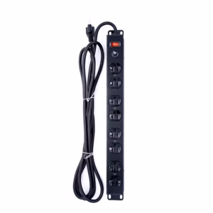 Power Rack de 8 Tomas Opalux 14-550M Power Rack de 8 Tomas de 1RU con Tomas Planas - Opalux 14-550M, Regleta de 2mt para Gabinete