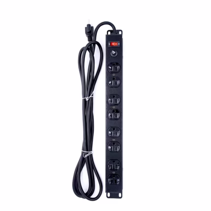 Power Rack de 8 Tomas Opalux 14-550M Power Rack de 8 Tomas de 1RU con Tomas Planas - Opalux 14-550M, Regleta de 2mt para Gabinete