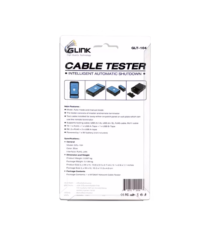 Probador Cable de Red RJ Glink GLT  Lantester para Rj o Cable de RED
