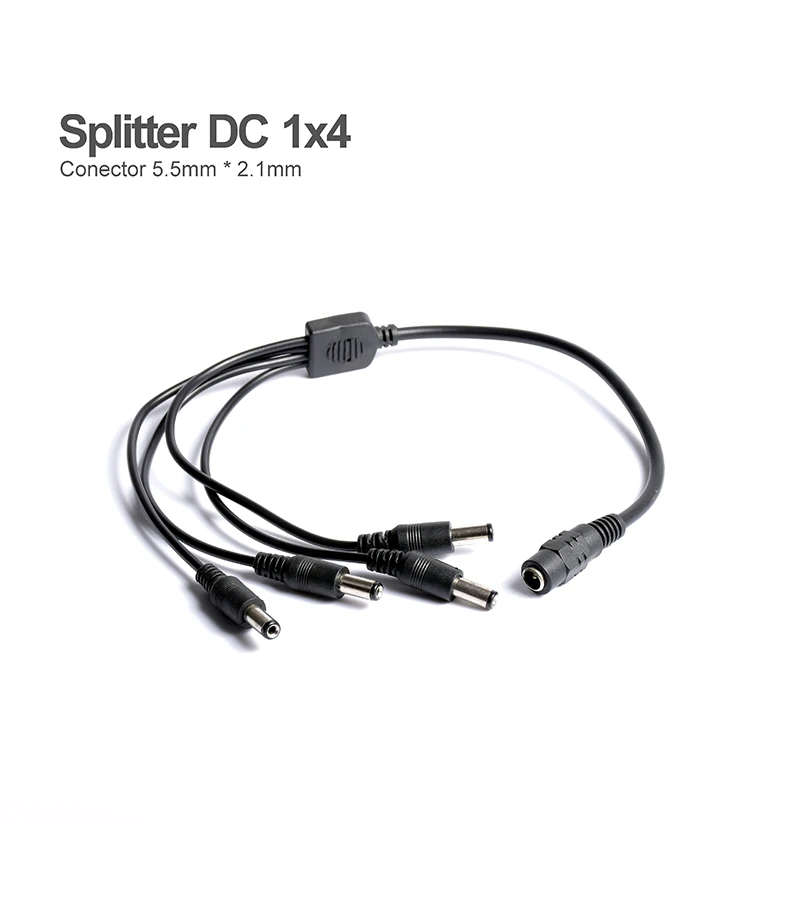 Pulpo DC - Cable Adaptador 4 en 1 para Salida DC de Cámaras de Vigilancia CR-14 Power Acoustik,  Cable Splitter para Fuente de Salida Regulada de 12v