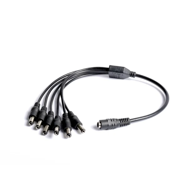 Pulpo DC – Cable Adaptador 8 en 1 para Salida DC de Cámaras de Vigilancia CR-5521 Power Acoustik,  Cable Splitter para Fuente de Salida Regulada de 12v