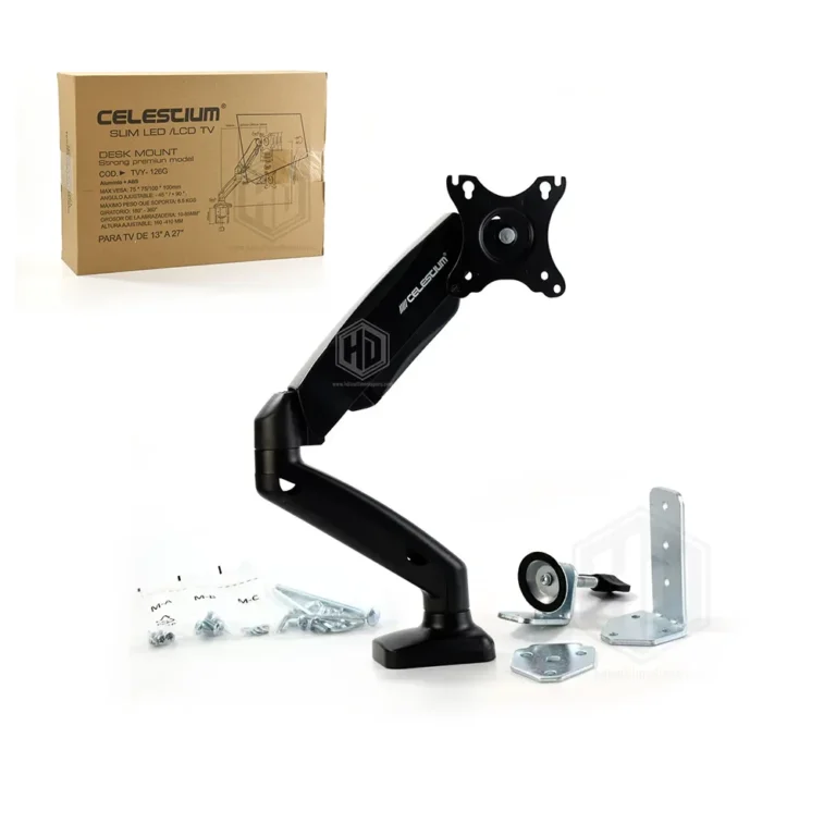Rack para Monitor con Brazo Giratorio Vesa Celestium TVY-126G Rack para Monitor | Brazo Gigatorio de 1 Monitor | Vesa | Celestium | TVY-126G, Soporte para Monitor VESA | 1 Base | Soporte para Monitor de 17 a 27 Pulgadas | TVY-126G, Brazo Gigatorio para Monitor VESA | 17" a 27" | Celestium