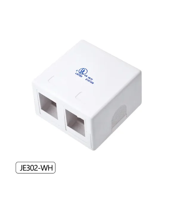 Roseta de 2 Puertos Dixon JE302-WH Blanco, Roseta Adosable DIXON de 2 Puertos para Jack