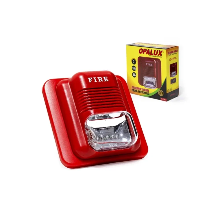 Sirena con Flash 12V/24V DC - Opalux GL-14N Alarma contra incendio y Strobo incorporado, Alarma con Estrobo contra incendio, estrobo con Bocina de Alto Sonido contra Incendio Opalux GL-14N